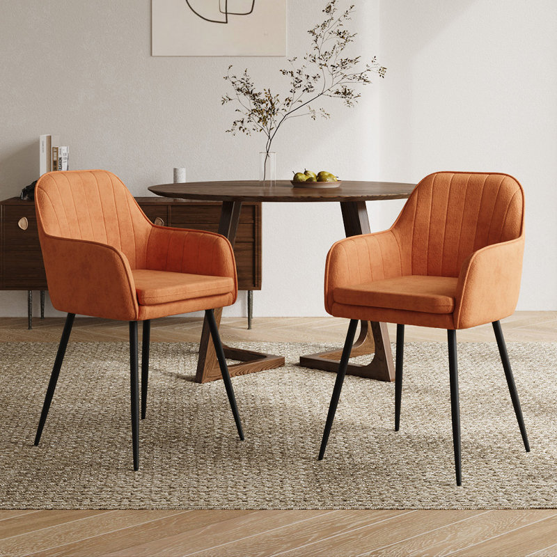 43.5cm H Velvet Upholstered Upholstered Back Armchair, Orange