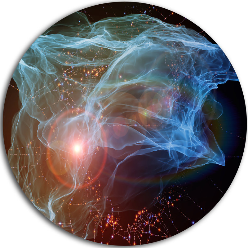 « light blue lights of network », reproduction d’impression sur métal, H 38 po x l 38 po x P 1 po