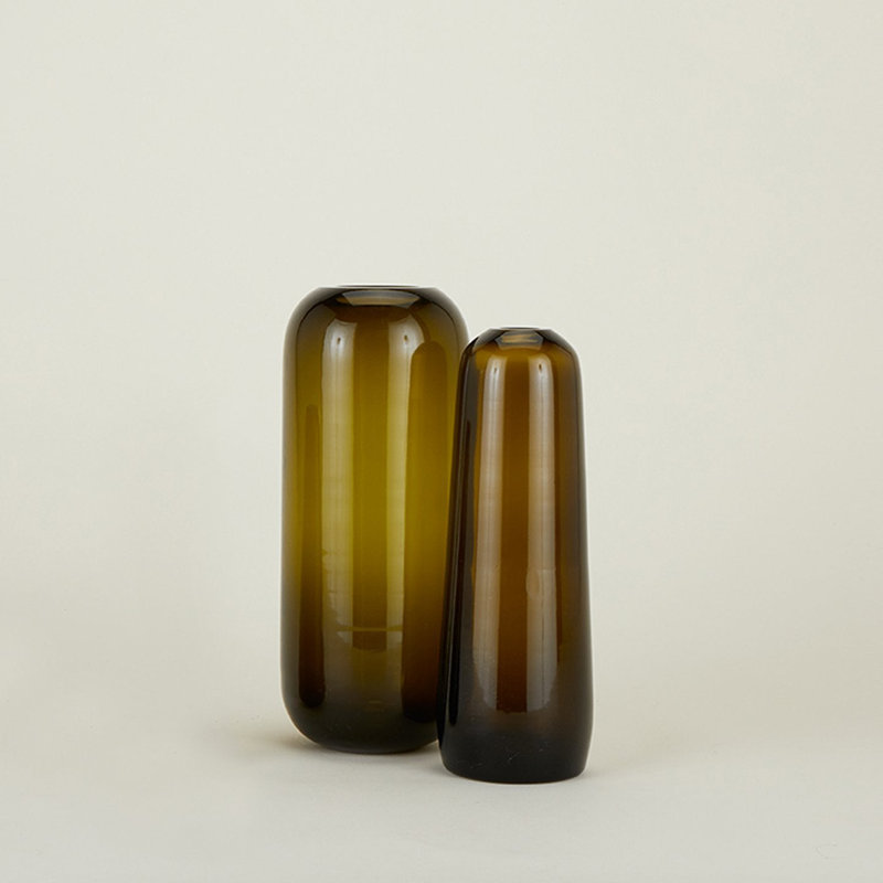 Aurora Handmade Glass Table Vase, Olive, 11.5" H x 4" W x 4" D