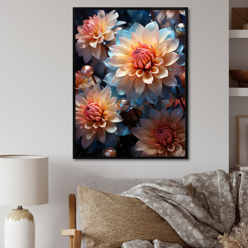 Meadow Chrysanthemum Charm - Floral & Botanical Canvas Art Print, H 44 po x l 34 po x P 1,5 po, Cadre flottant noir