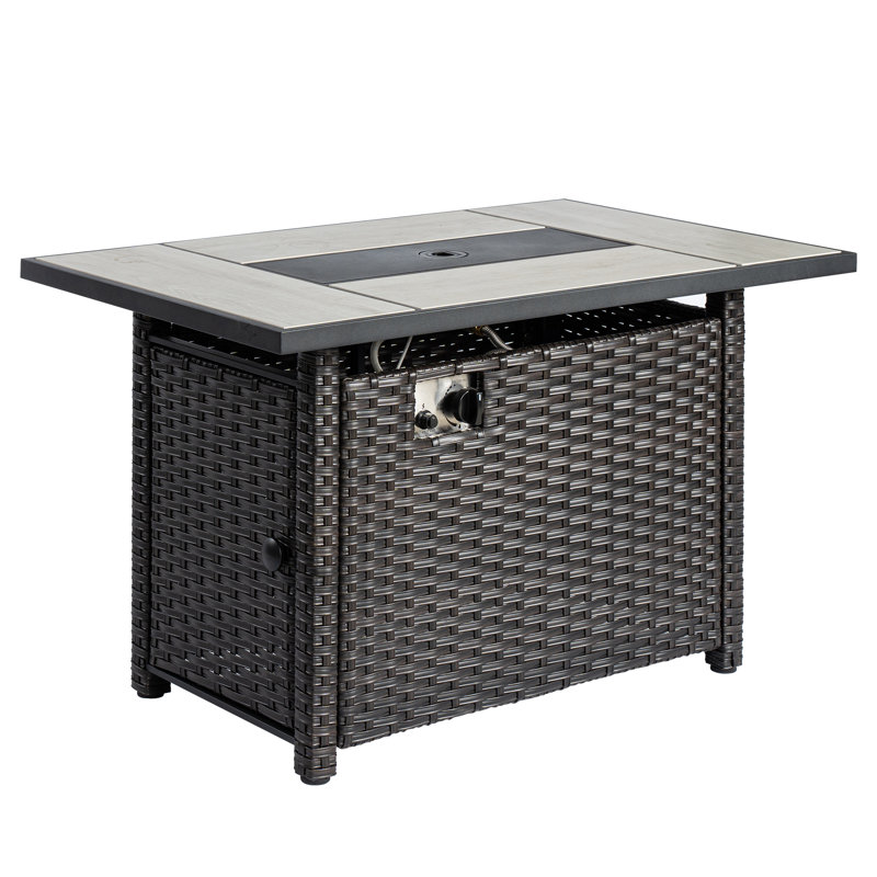 Rectangle Iron Propane Fire Pit Table, Brown