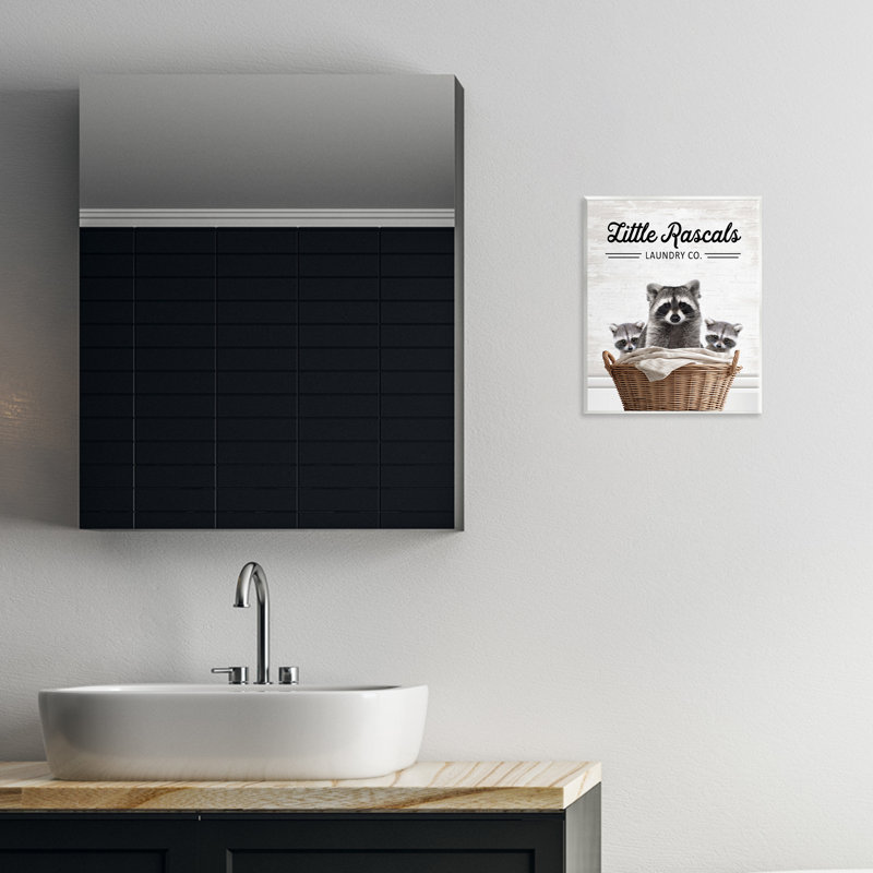 «Little Rascals Laundry Raccons», plaque murale avec lettres et doublures