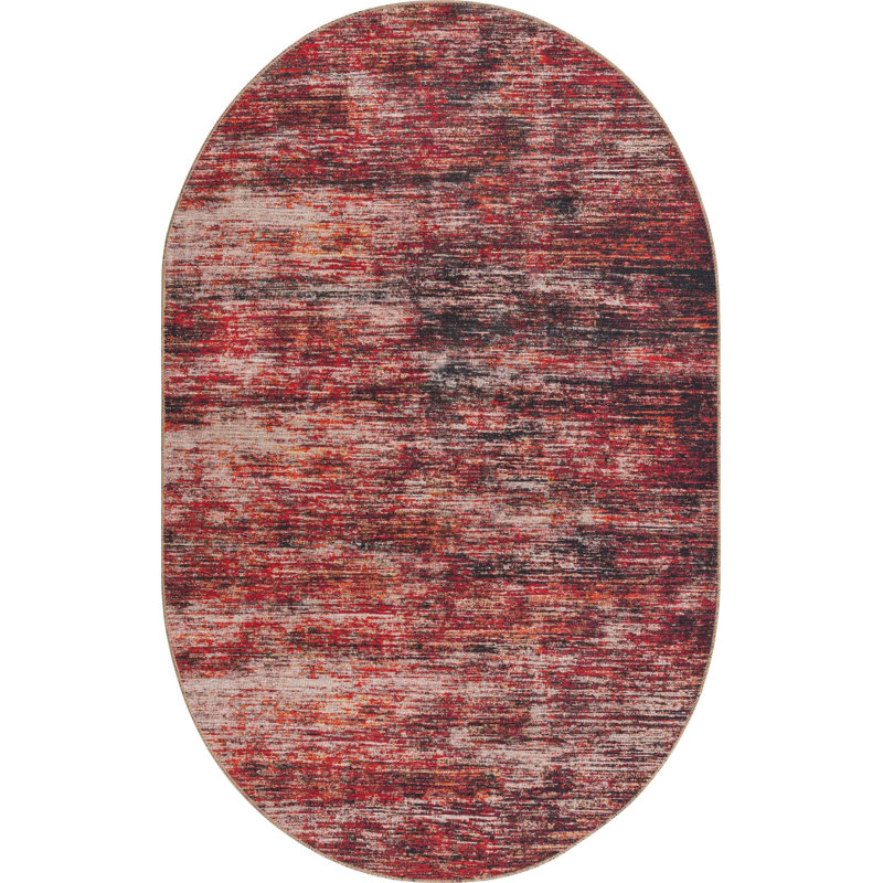 Ikhasa Chenille Abstract Indoor Rug, Oval 5' x 8'