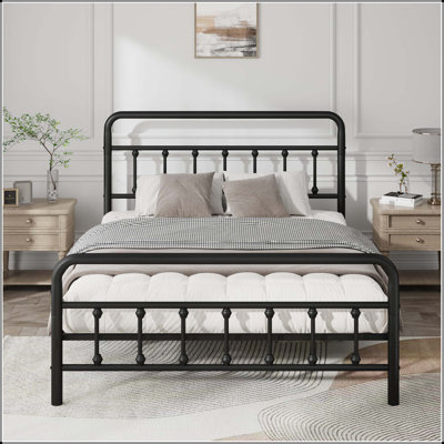 Metal Bed Frame,Queen Size Bed Frame With Headboard,Structurally Stable, Under Bed Storage,No Box Spring Needed,Black by Harper Orchard
