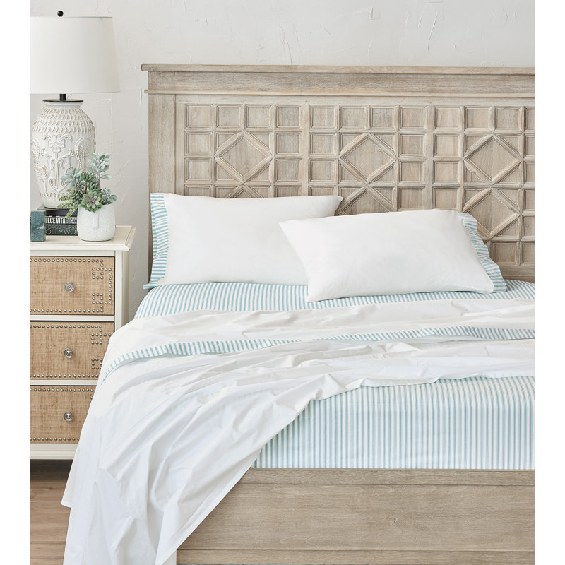 Blass Ticking Sheet Set, Cal.King Sheet Set with 2 Pillowcases, Sea