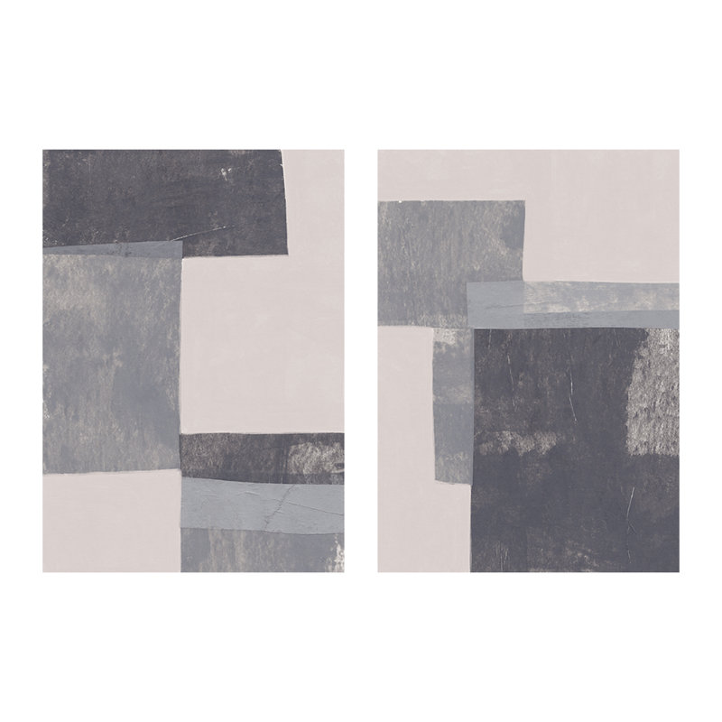 "Gray Blocks", ensemble de deux art muraux texturés encadrés, Noyer, H 14 po x l 20 po