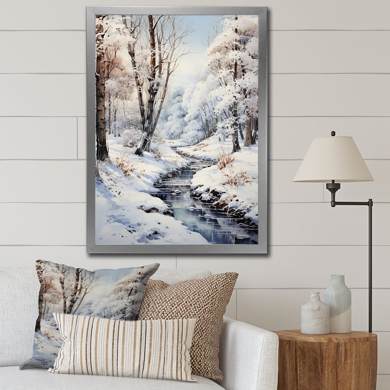 Snow Forest Wonderland - Imprimé, Cadre photo argenté, H 40 po x l 30 po x P 1,5 po