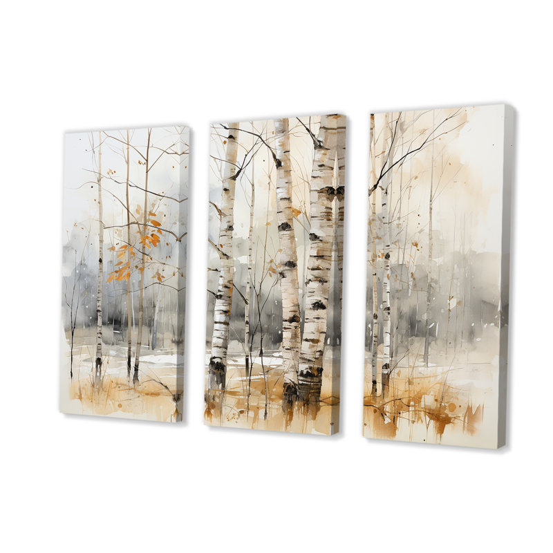 «Winter Birch Wood Forest I - Tree Birch», art mural, H 28 po x l 36 po x P 1 po, Toile tendue