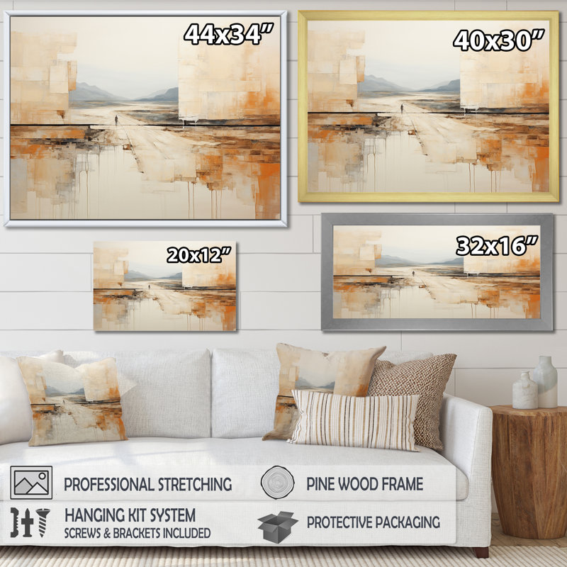 «Abstract Abstract Beige Brown Road Collage I», reproduction sur toile, Toile tendue, H 24 po x l 32 po x P 1 po