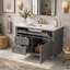 Meuble-lavabo mural 36 po, armoire de rangement flottante avec 2 tiroirs, 1 tiroir basculant, lavabo simple en céramique 3 trous, armoire moderne-2055328747
