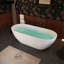 69 po. Baignoire autoportante à surface solide 69 po. Baignoire de trempage autoportante en résine fabriquée à la main de luxe avec trop-plein et bonde escamotable, blanc mat 24S03-69MW
