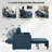 87''W 3-In-1 Convertible Sleeper Chair Bed, 3-Section Extra Length Adjustable Backrest  With 2 Cushions & Storage Bag-1712303259