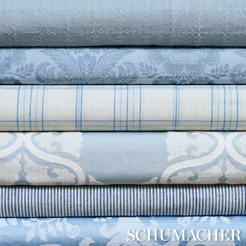 Nils Plaid Linen Fabric, Blue