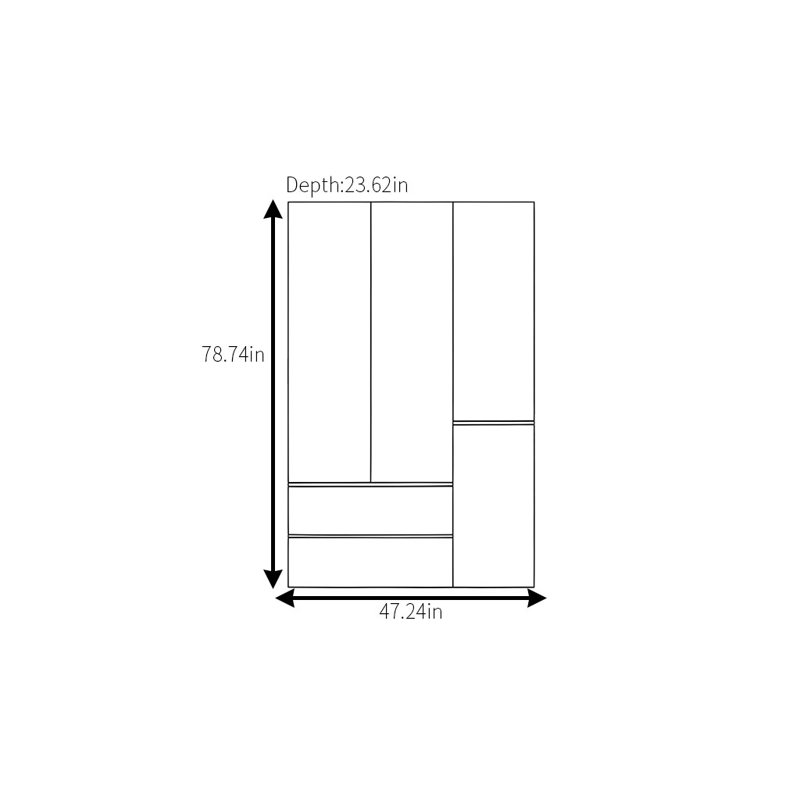 Garde-robe simple de style crème, 78.74" H x 47.24" W x 23.62" D