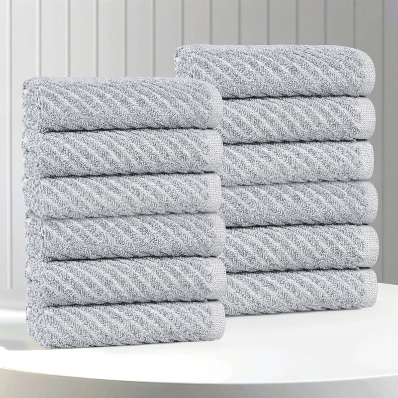 Essuie-mains en mélange de coton et viscose Amelia, Bleu denim