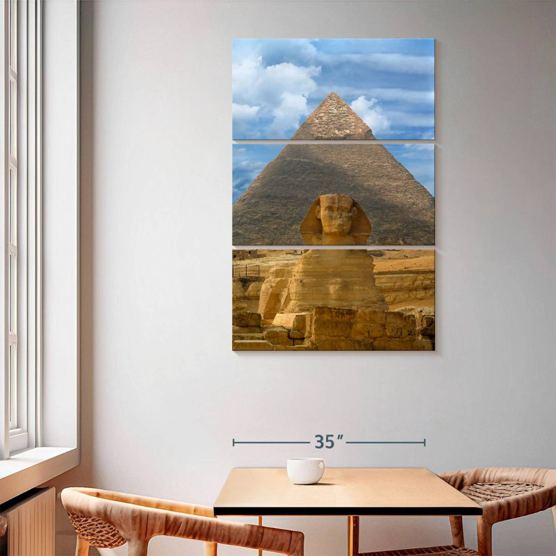 Masam Sphinx And Pyramid In Giza, 65" H x 42" W