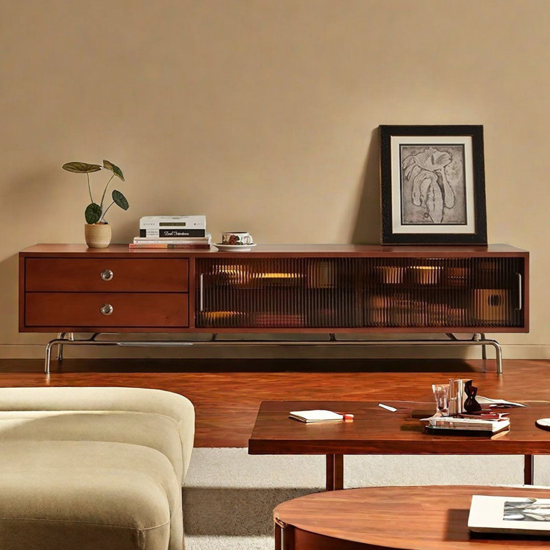 Retro solid wood storage TV cabinet