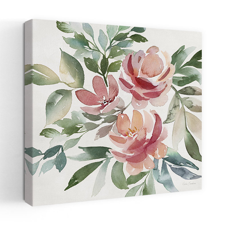 Blush Garden II Impression délicate et élégante d'art mural contemporain de pivoine naturelle, H 48 po x l 48 po