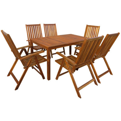 6 - Person Acacia Wood Patio Dining Set with Rectangular Table