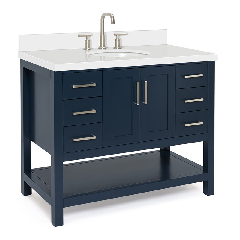 Ensemble de meuble-lavabo simple 43 po Magnolia, Bleu minuit, Oval