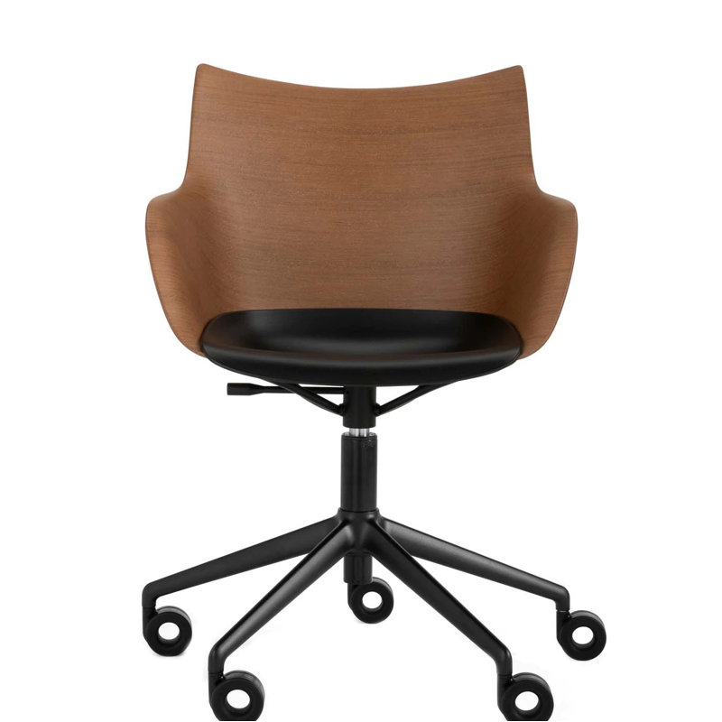 Q/Wood Swivel Task Chair, Dark Wood/Black