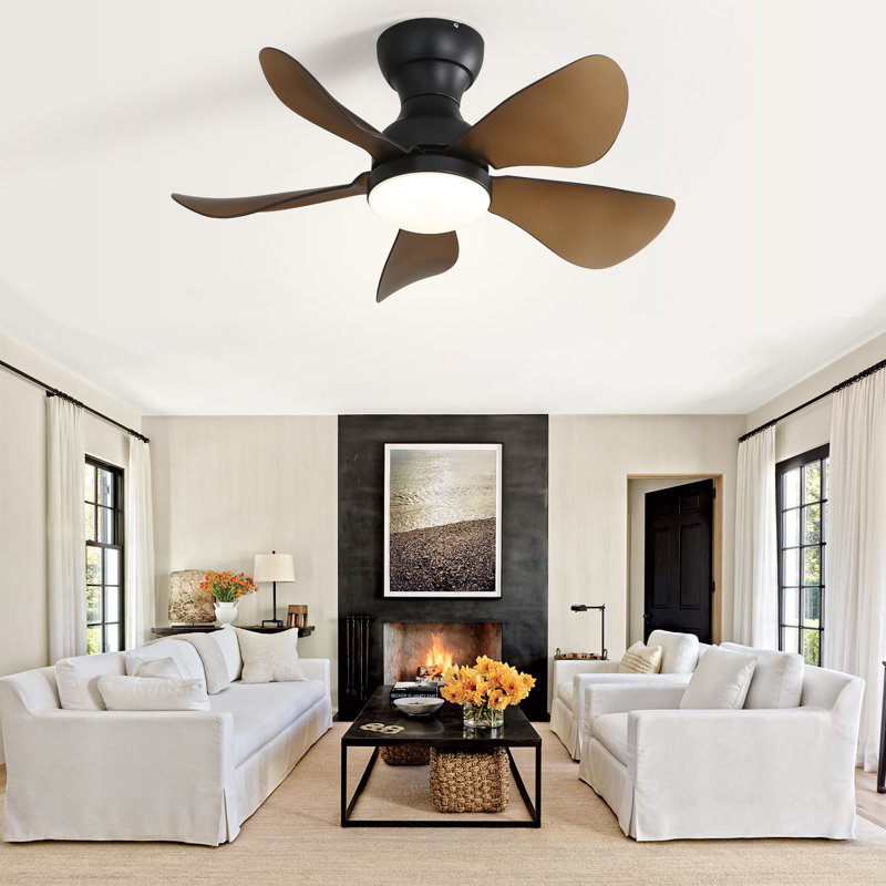 74cm Ceiling Fan with LED Lights, Black, Red