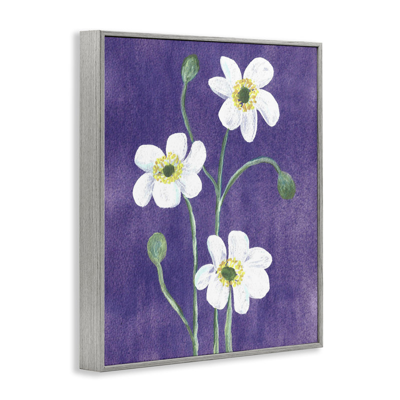 Trio de coquelicots en acrylique, estampe numérique, design par Camila Juncos, H 30 po x l 24 po, Estampe numérique Farmhouse