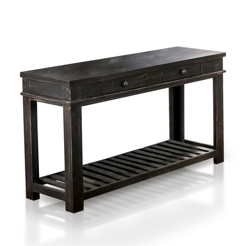 Dilmurod 48'' Solid Wood Console Table, Rustic Black
