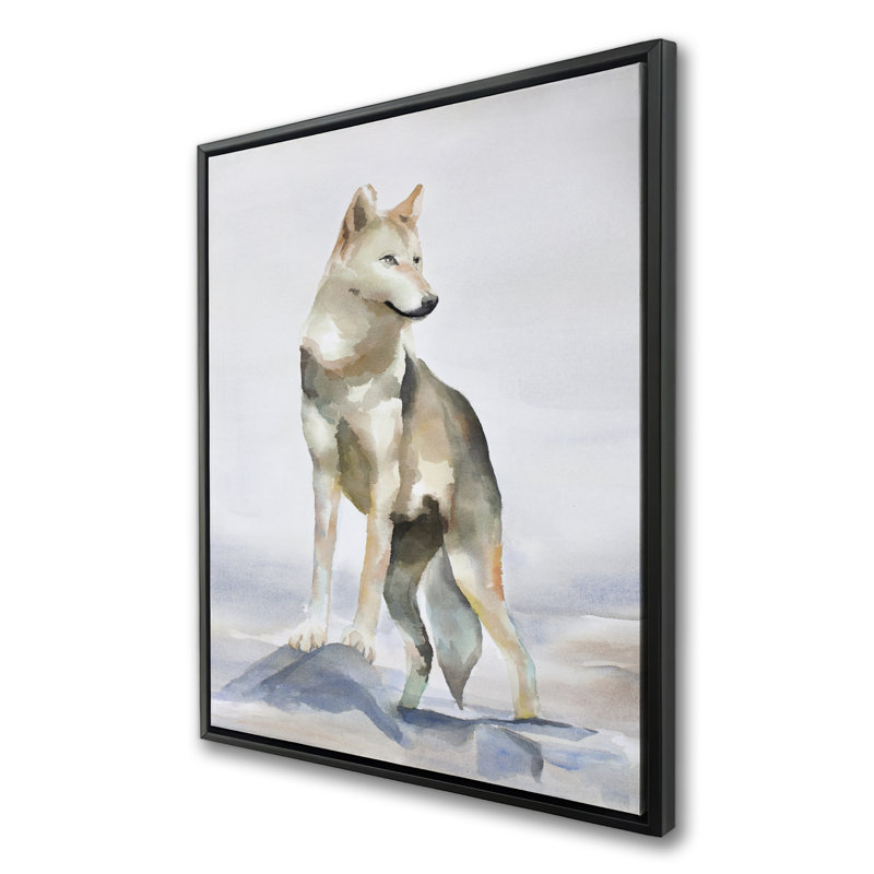 Loup gris, toile rustique encadrée - art unique de décoration intérieure
