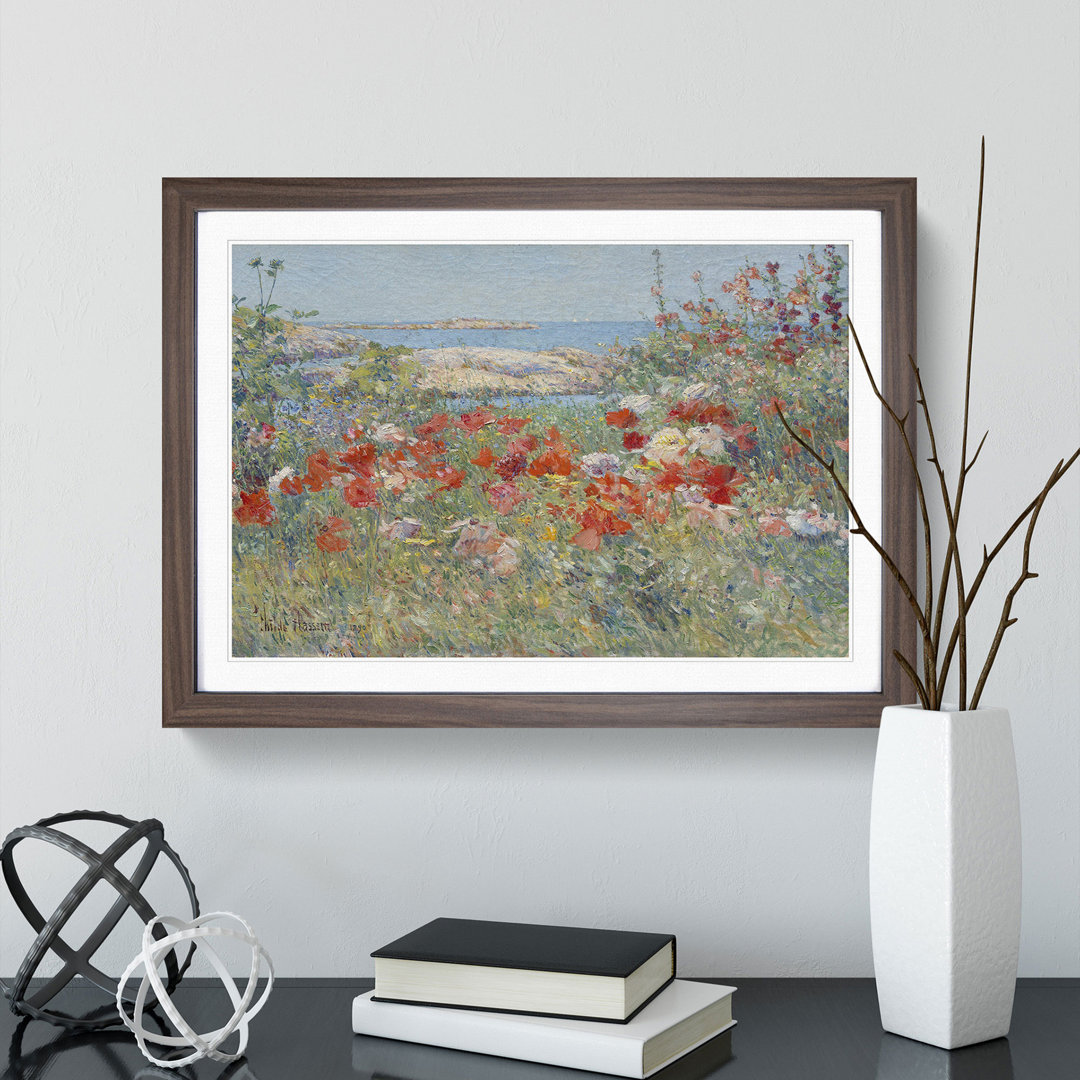 Celia Thaxters Garden by Childe Hassam - Framed Print