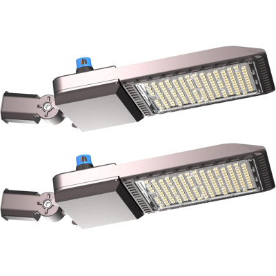Éclairage de 400 watts à DEL, 60000LM équivalent à 1 600 W HPS, étanche IP65 avec protection contre les surtensions de 6KV, cellule photoélectrique intégrée pour marche / arrêt automatique, montage sur glissière, homologué ETL, lumière du jour à 5000K, garantie de 7 ans (paquet de 2)