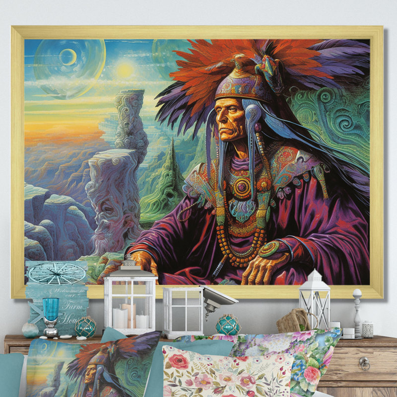 «Native Wahman», impression sur toile, Cadre doré à une seule photo, H 34 po x l 44 po x P 1,5 po