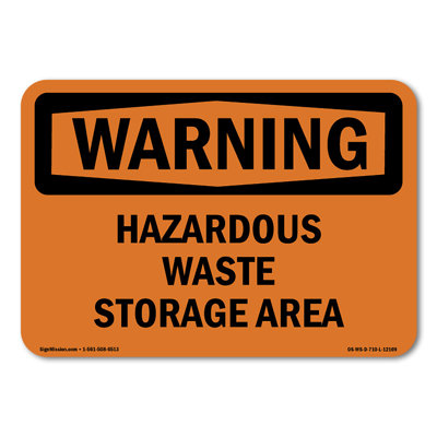Hazardous Waste Storage Area Plastic Sign 10" X 7"