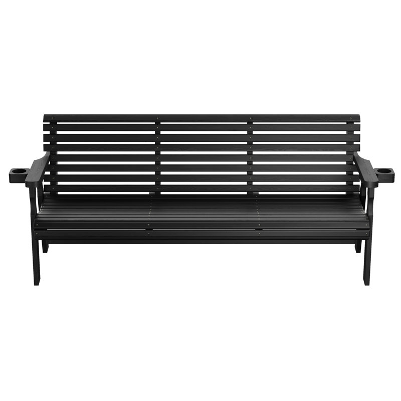 Banc de jardin Amish Casual, H 34 po x l 75 po x P 27 po, Teinture noire semi-unie