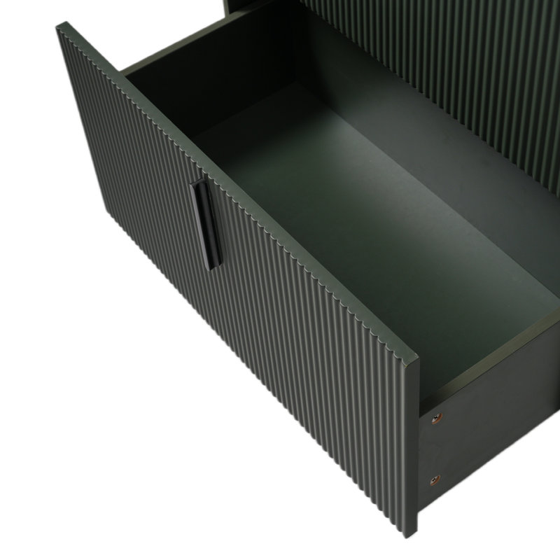 Meuble-lavabo de 30 po avec lavabo en céramique et tiroirs pleine extension, glissières de tiroir à fermeture en douceur, conception cannelée, vert