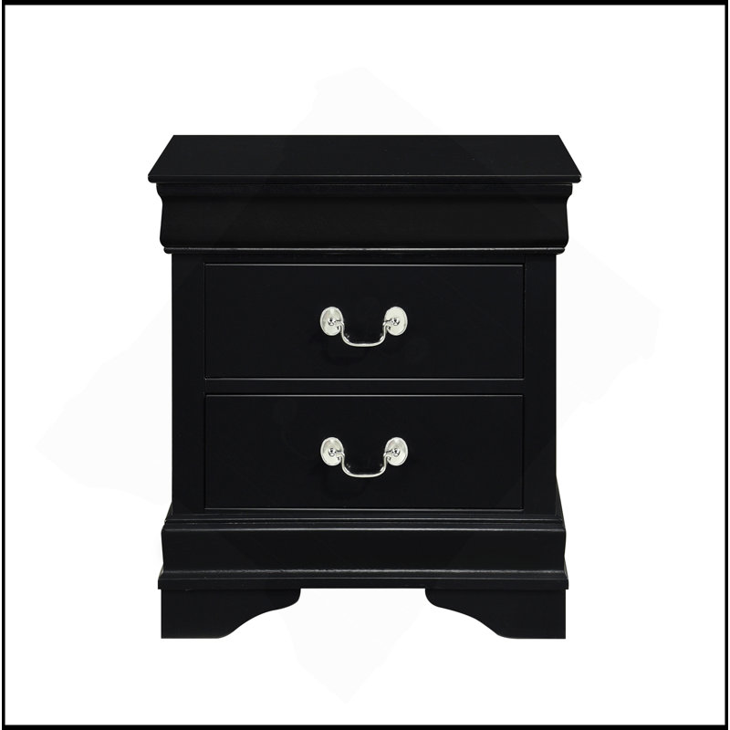 Table de chevet élégante avec 2 tiroirs, Noir