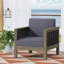 Fauteuil club d'extérieur en bois d'acacia avec accents en osier