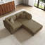 Canapé modulaire rembourré en velours côtelé 3 pièces avec dossier coussiné et repose-pieds amovible 3 pièces-575139265