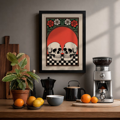 Ornamental Skulls Art Deco - Framed Print
