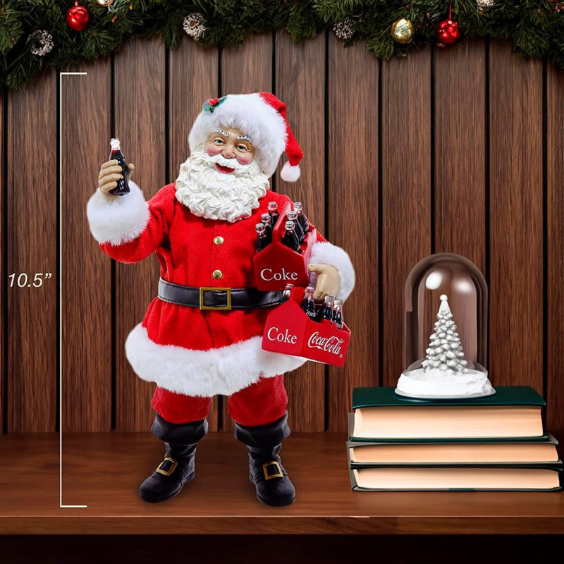 Figurine de Noël Fabustré, père Noël tenant deux paquets de Coca-Cola, 10,5 po