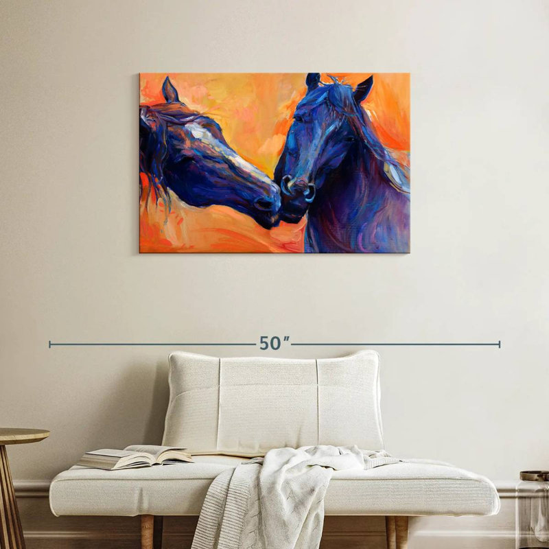 Brampt Blue Horses, 24" H x 36" W