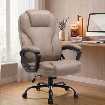 Big & Tall Executive Office Chair, Extra-Wide & Deep Seat, 6.3" Thick Padded PU Leather, High Back Reclining Desk Chair
