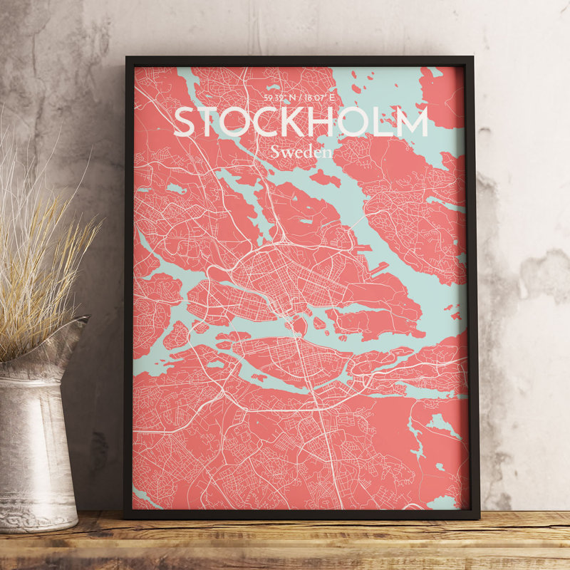 Stockholm City Map - No Frame Print, 43cm H x 28cm W x 0.13cm D