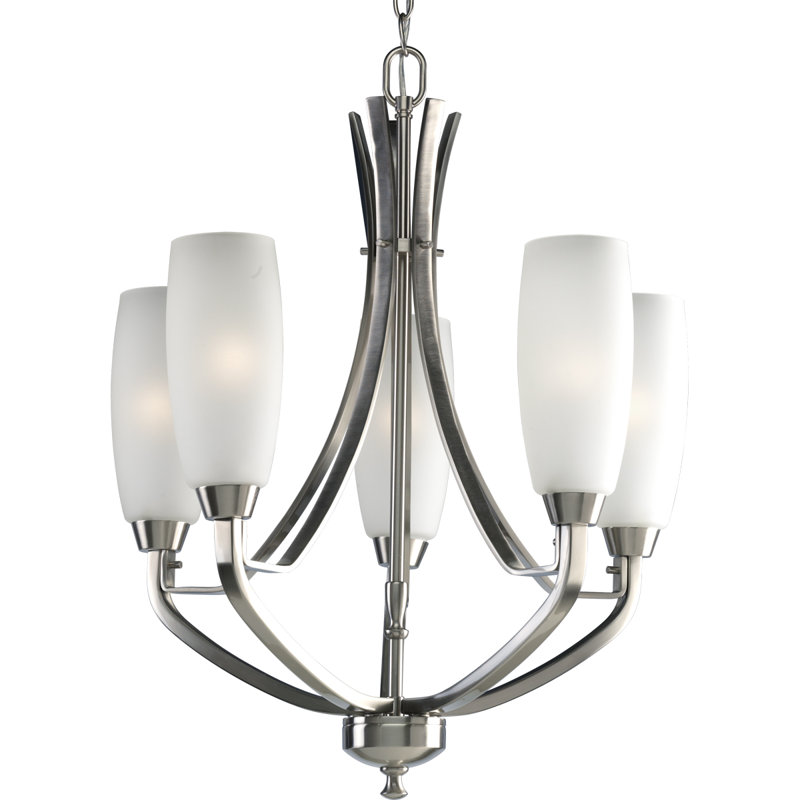 Lustre classique/traditionnel ombré 5 lumières Charleston, Nickel brossé