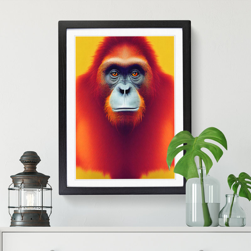 FRM-V0523-1640X Orangutan Art - Picture Frame Print, 46cm H x 34cm W x 2cm D, Black