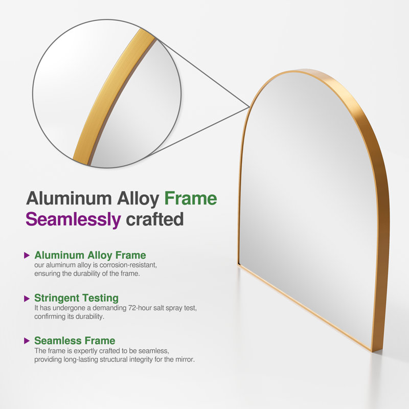 Margulies Metal Arch Mirror, Gold, 29.5" H x 27.5" W