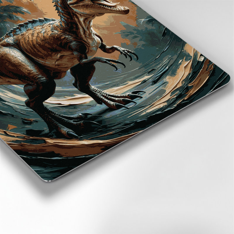 «Dinosaur Deinonychus», art mural en métal noir, H 12 po x l 12 po
