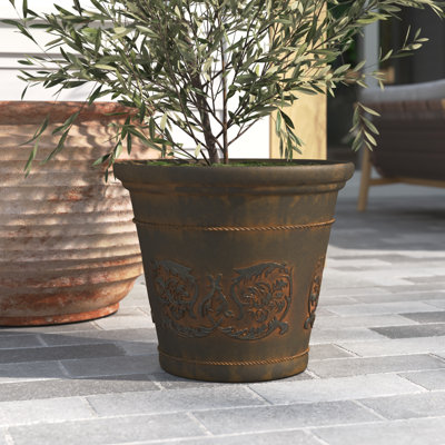 Kehlani 19.5" x 19.5" x 17.5" Round Sable Polyresin Outdoor Planter Pot - Weathered Sable