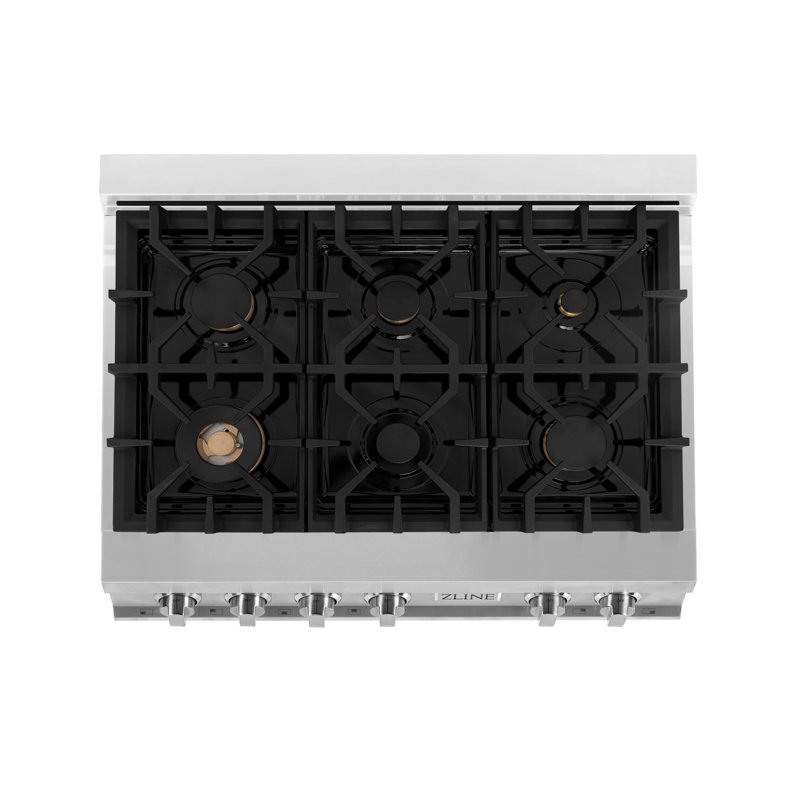 ZLINE 36" Legacy Dual Fuel Range, Brass Burners Stainless Steel