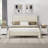 Boucle Upholstered Bed And Farmhouse Nightstand 3-Piece Bedroom Set-139264714-139264712